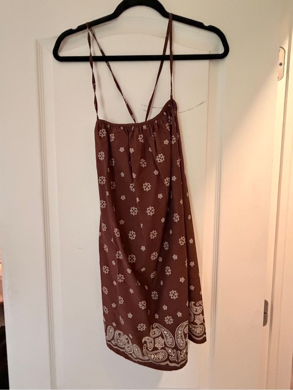 NWT Brown Paisley Spaghetti Strap Dress-Aritzia
